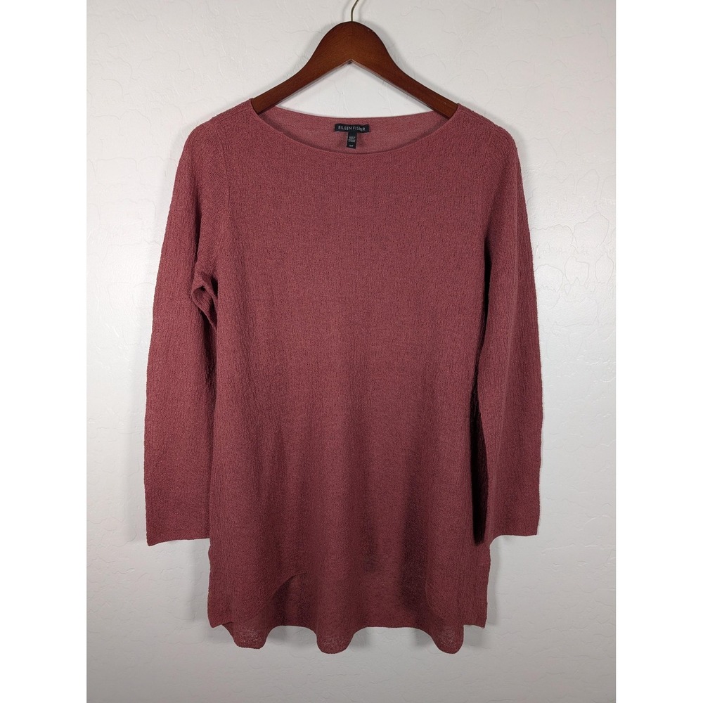 Eileen Fisher Sweater Womens Petite Small Pink Organic Linenβ Knit Tunic Top